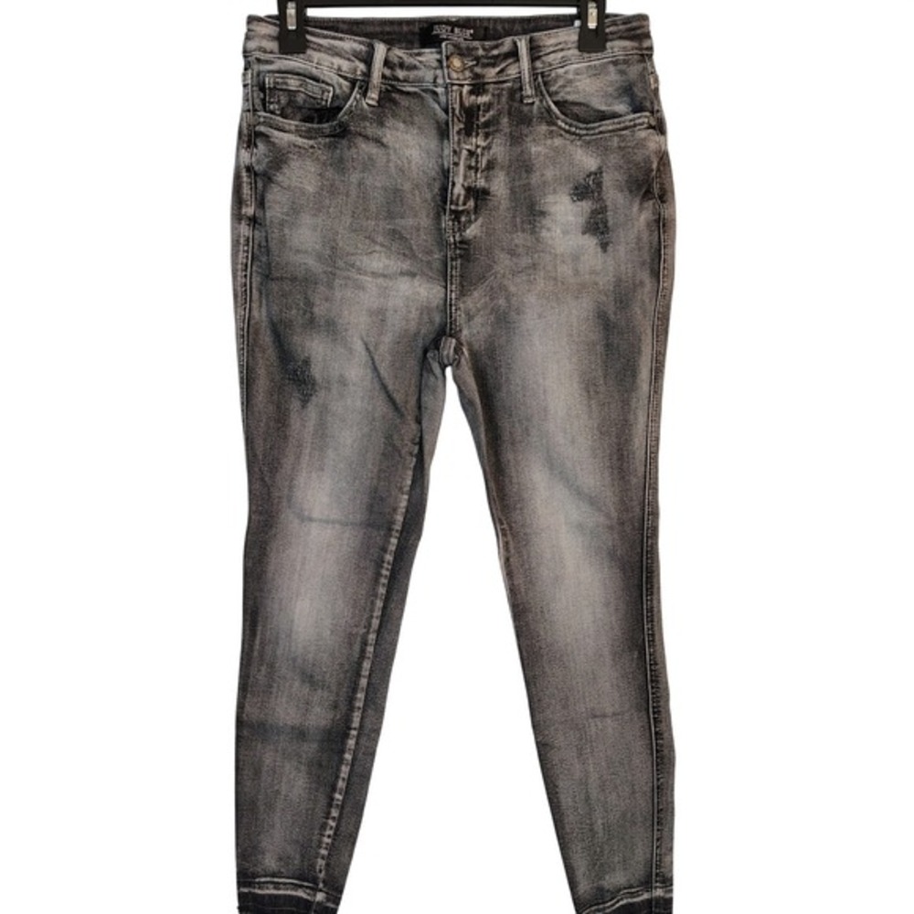 Judy Blue Womens‎ SZ 13/31 Skinny Fit Acid Wash Jeans Grey Distressed Grungecore
